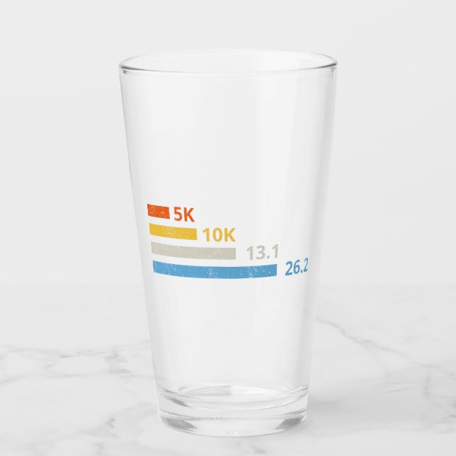 Running Distances I - 5K 10K 13.1 26.2 Marathoner Glass (Front)