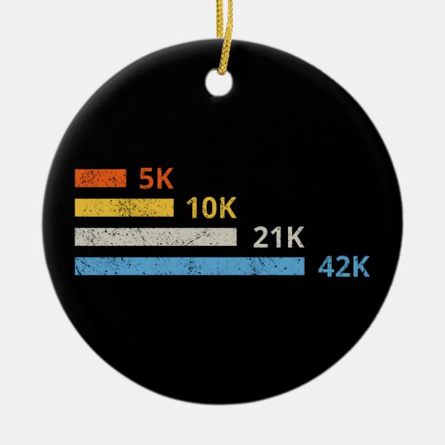 Running Distances II - 5K 10K 21K 42K Marathoner Ceramic Tree Decoration (Front)