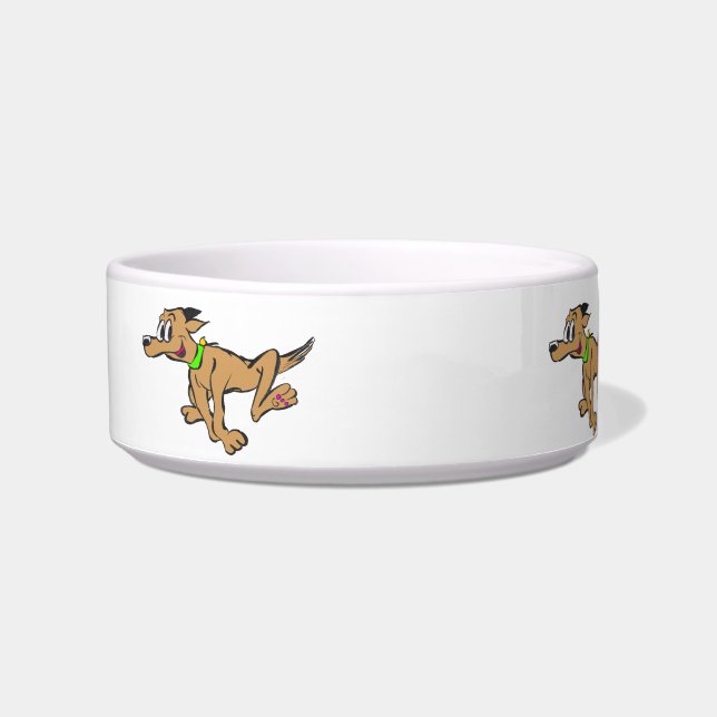 Running Dog Cartoon Customisable Pet Bowl (Front)
