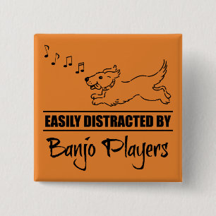 Running Dog Easily Distracted by Banjo Players 15 Cm Square Badge