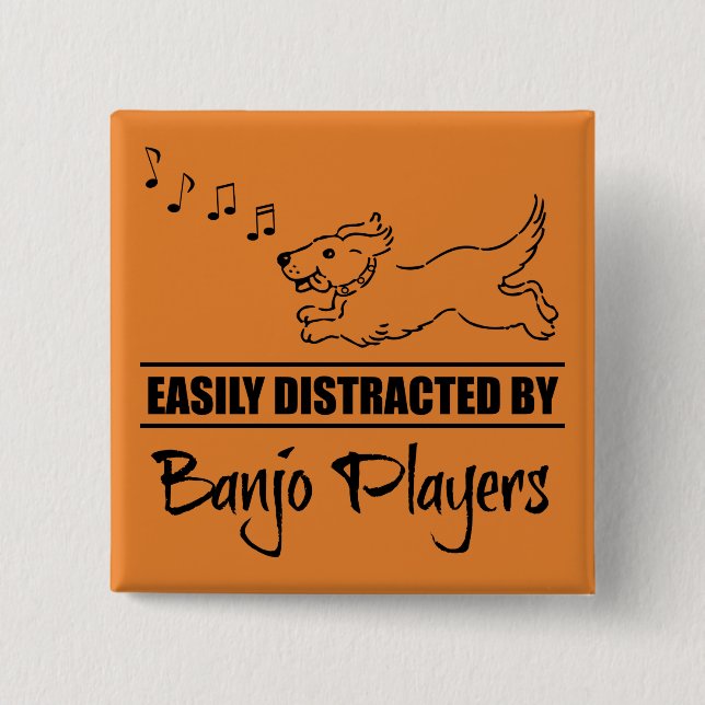 Running Dog Easily Distracted by Banjo Players 15 Cm Square Badge (Front)