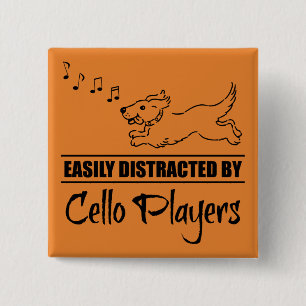Running Dog Easily Distracted by Cello Players 15 Cm Square Badge