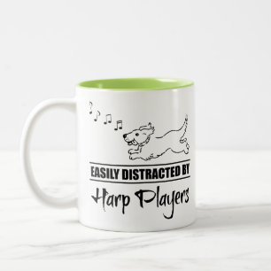 Running Dog Easily Distracted by Harp Players Two-Tone Coffee Mug