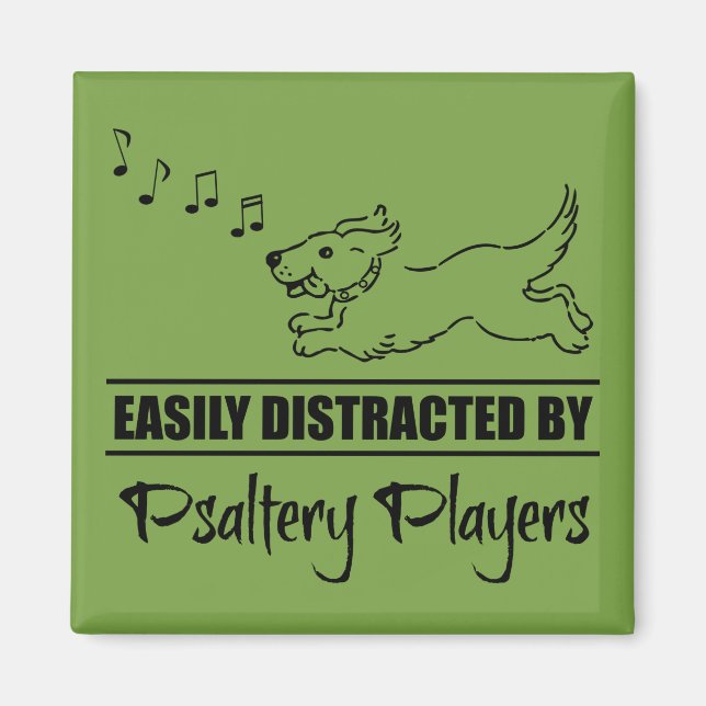 Running Dog Easily Distracted by Psaltery Players Magnet (Front)