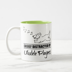 Running Dog Easily Distracted by Ukulele Players Two-Tone Coffee Mug