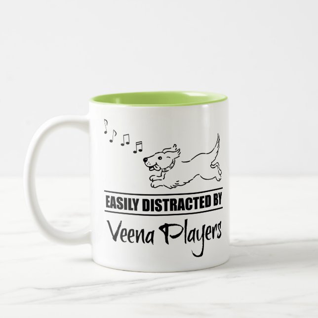 Running Dog Easily Distracted by Veena Players Two-Tone Coffee Mug (Left)