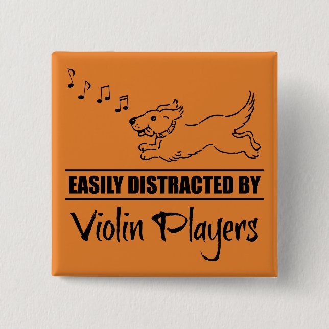 Running Dog Easily Distracted by Violin Players 15 Cm Square Badge (Front)