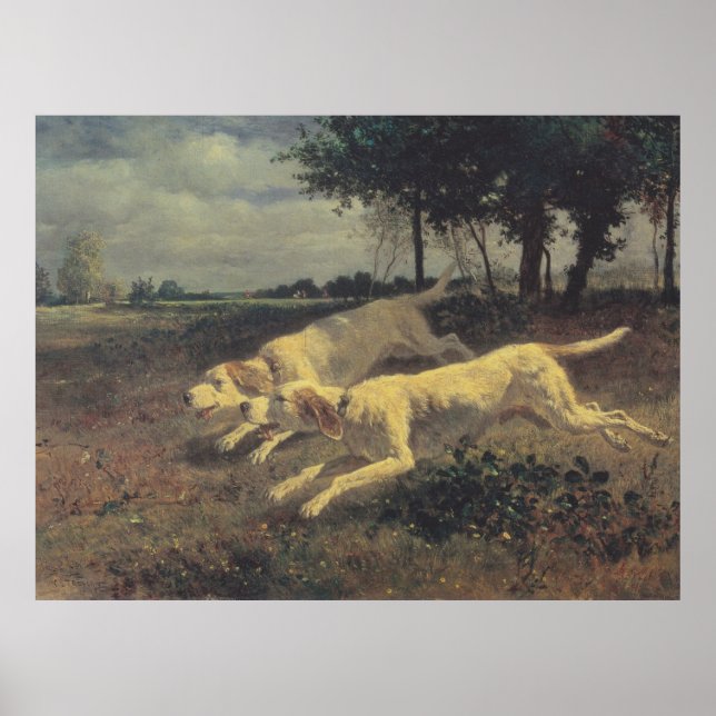 Running Dogs (Beagles) (by Constant Troyon) Poster (Front)