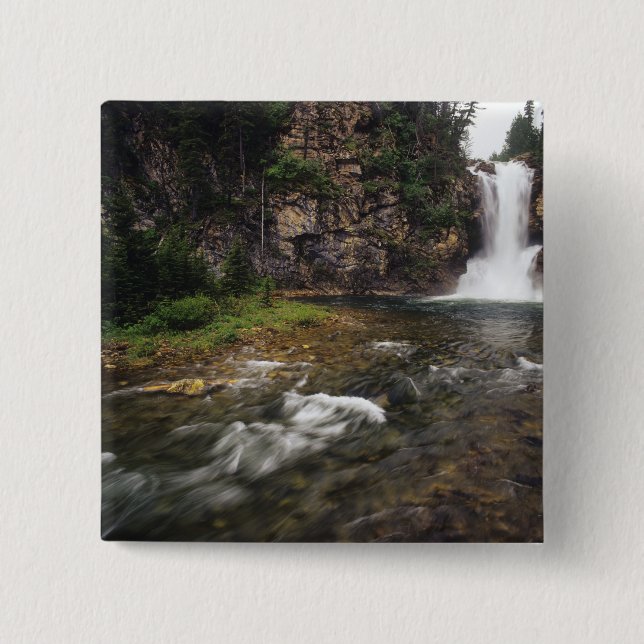 Running Eagle Falls aka Trick Falls in the Two 15 Cm Square Badge (Front)