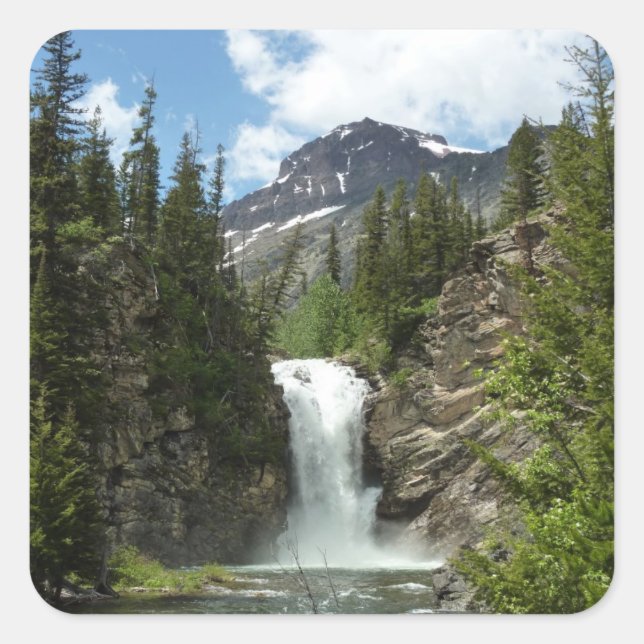 Running Eagle Falls at Glacier National Park Square Sticker (Front)