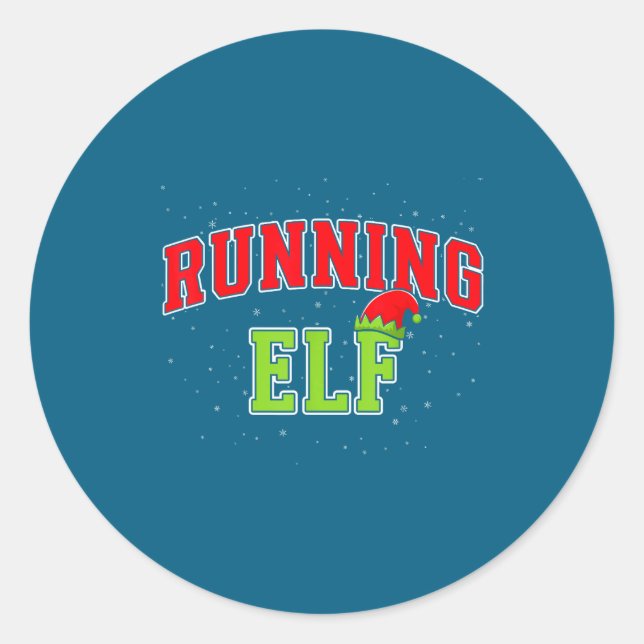 Running Elf Christmas Family Matching Group Xmas R Classic Round Sticker (Front)