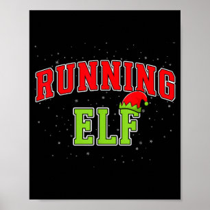 Running Elf Christmas Family Matching Group Xmas R Poster