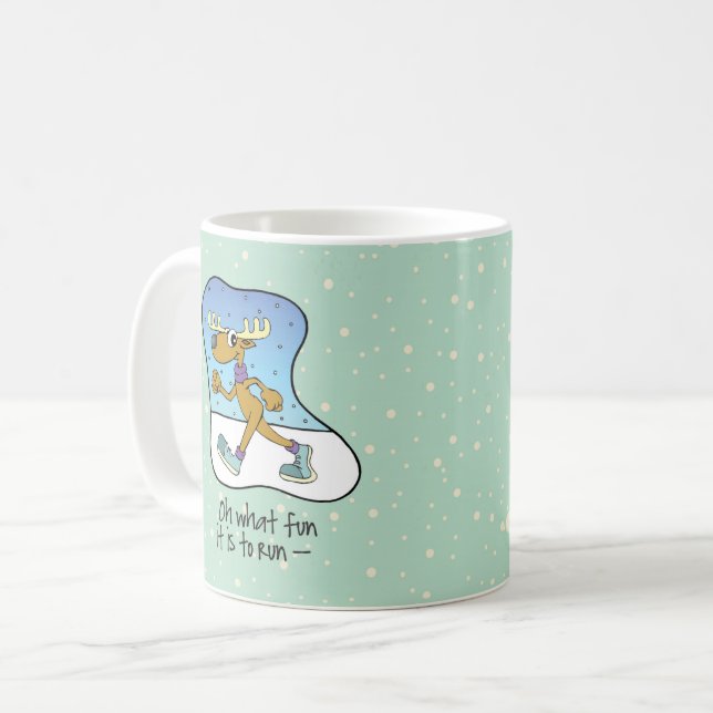Running Exercise Reindeer Christmas Coffee Mug (Front Left)
