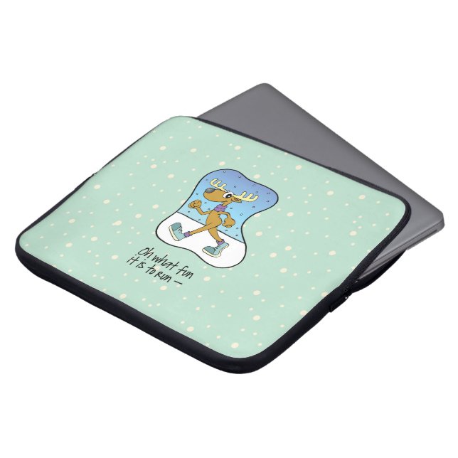 Running Exercise Reindeer Christmas Laptop Sleeve (Front Top)