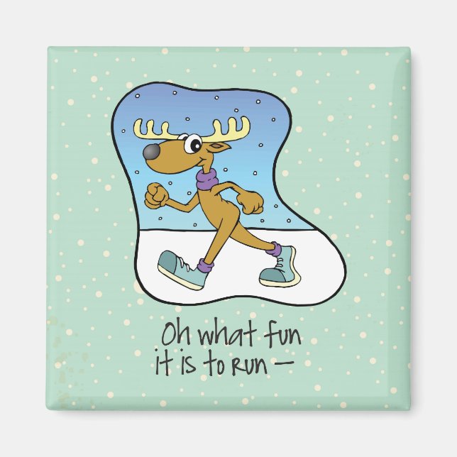 Running Exercise Reindeer Christmas Magnet (Front)