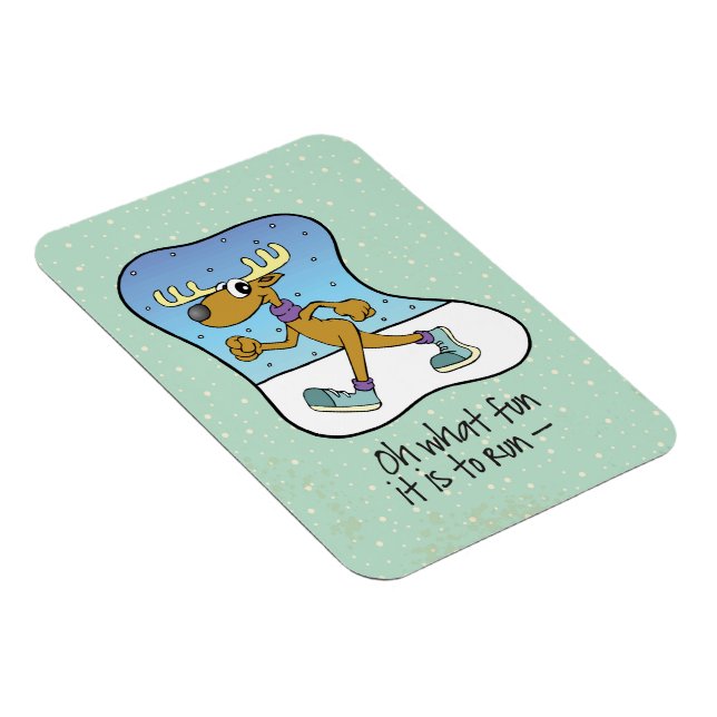Running Exercise Reindeer Christmas Magnet (Right Side)