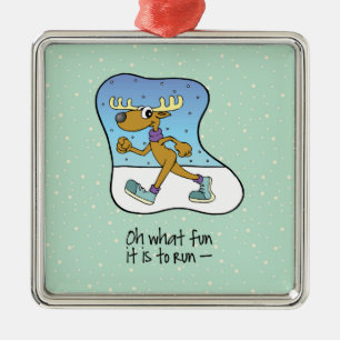 Running Exercise Reindeer Christmas Metal Tree Decoration