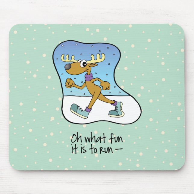 Running Exercise Reindeer Christmas Mouse Pad (Front)