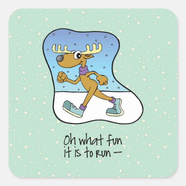 Running Exercise Reindeer Christmas Square Sticker (Front)