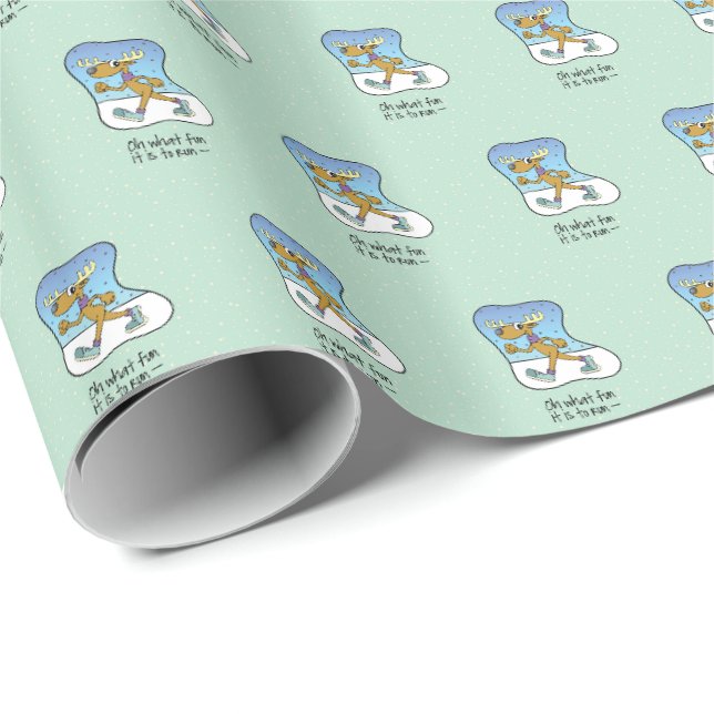 Running Exercise Reindeer Christmas Wrapping Paper (Roll Corner)
