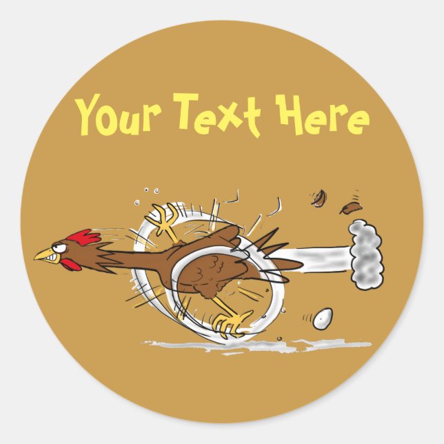 Running fast cool chicken cartoon sticker (Front)