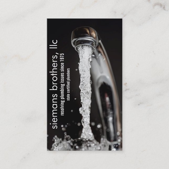 running faucet plumbing business card (Front)