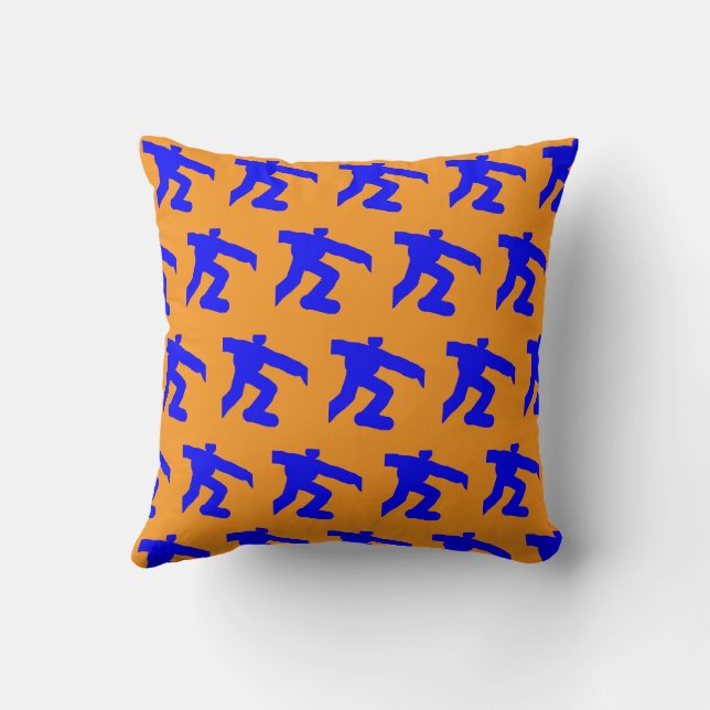 Running Figure In Blue Cushion (Back)