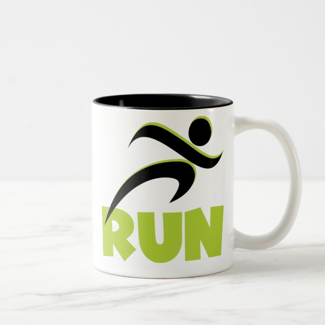 Running Fitness Run Green Two-Tone Coffee Mug (Right)