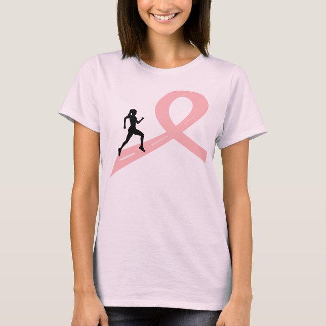 Running for a cause - woman in pink T-shirt (Front)