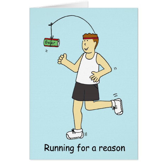Running for Beer Cartoon Humour (Front)
