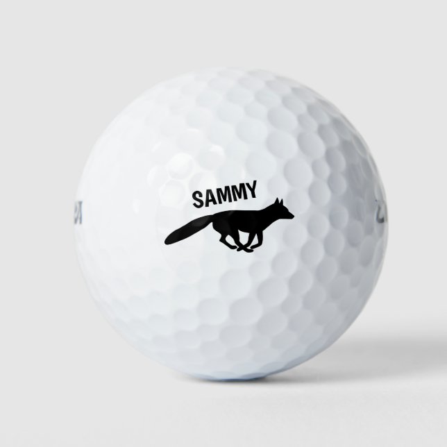 Running Fox Silhouette with Your Text Personalised Golf Balls (Front)