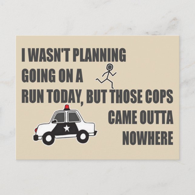 Running From The Cops Postcard (Front)