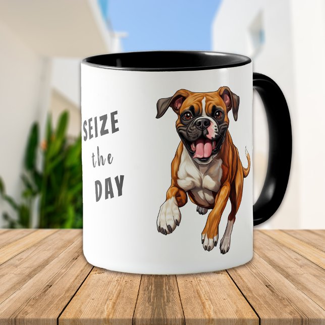 Running Funny Boxer Dog Seize the Day Mug (Creator Uploaded)