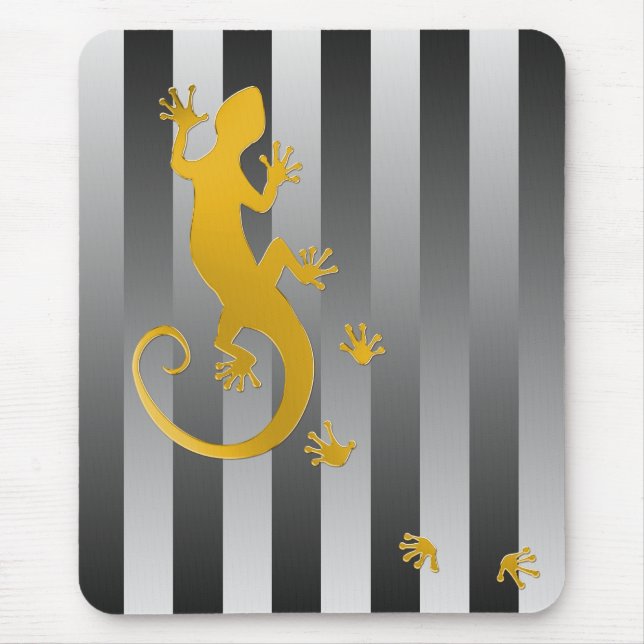 Running Gecko gold | grey stripes Mouse Pad (Front)