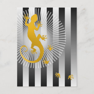 Running Gecko gold grey stripes Postcard