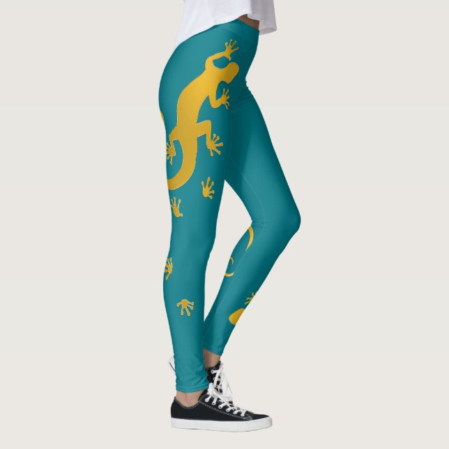Running Gecko gold + your backgr. & ideas Leggings (Right)