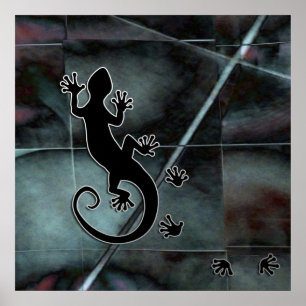 Running Gecko   mosaic grunge Poster