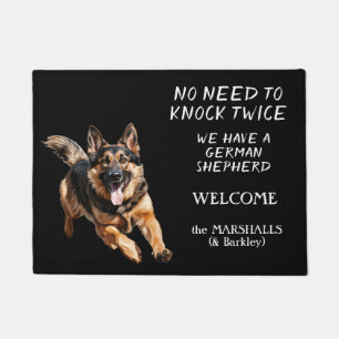 Running German Shepherd No Need to Knock Twice Doormat