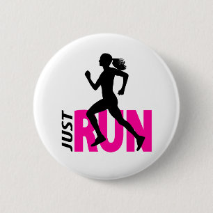 Running girl 6 cm round badge