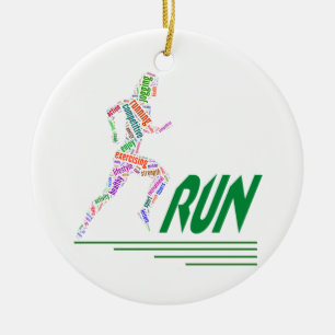 Running girl ceramic tree decoration