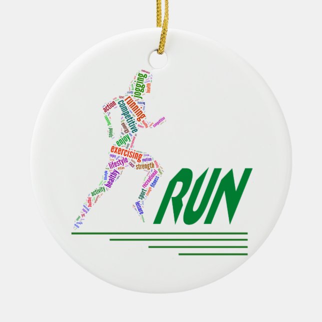 Running girl ceramic tree decoration (Front)