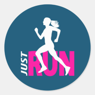 Running girl classic round sticker