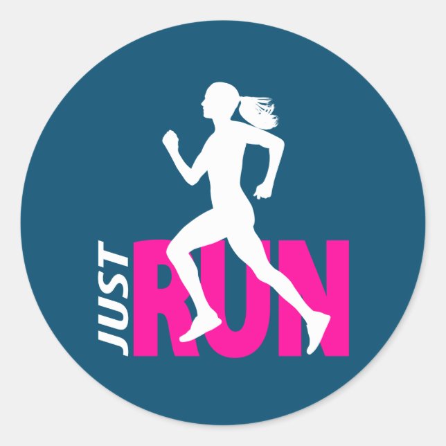 Running girl classic round sticker (Front)