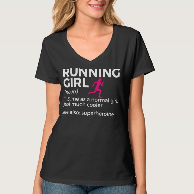 Running Girl Definition Funny Runner T-Shirt (Front)