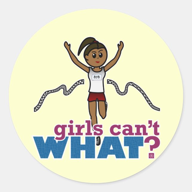 Running Girl in Red Classic Round Sticker (Front)