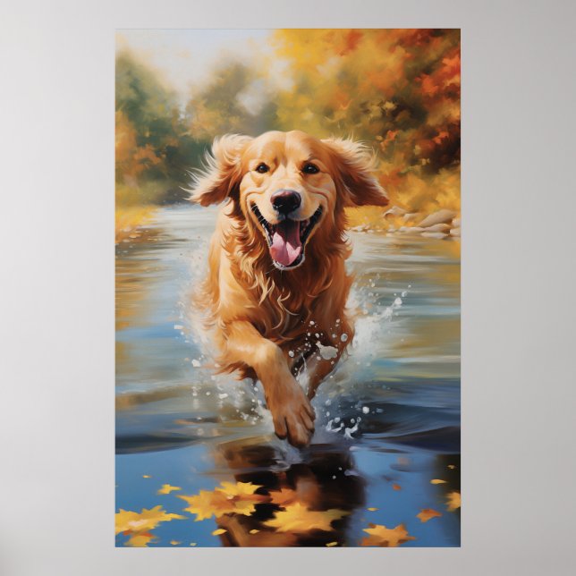 Running Golden Retriever Poster (Front)