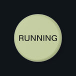 Running green dishwasher magnet<br><div class="desc">Minimal "running" dishwasher kitchen magnet with a sage green background helping you with kitchen organisation. Customise with your text.</div>