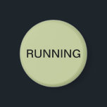 Running green dishwasher magnet<br><div class="desc">Minimal "running" dishwasher kitchen magnet with a sage green background helping you with kitchen organisation. Customise with your text.</div>