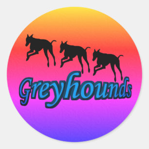 Running Greyhound Silhouettes  Classic Round Sticker