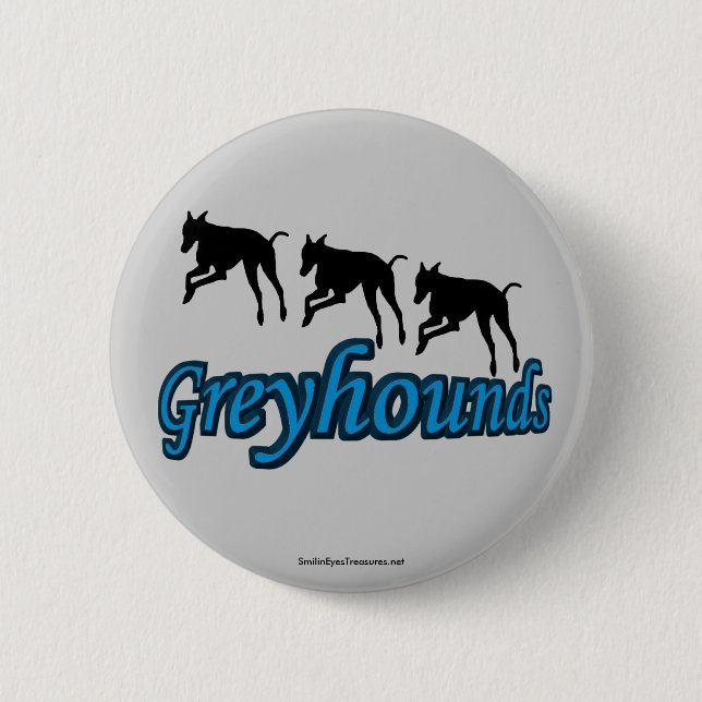 Running Greyhounds Silhouette Dog Lover Button (Front)